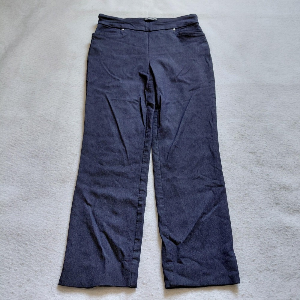 Hilary Radley Womens Small Navy Blue Pull On Stretch Pants Straight Leg Trousers